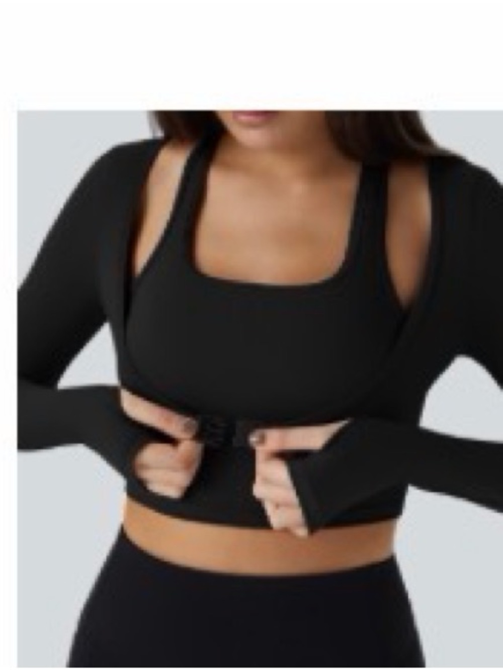 Softlyzero™ Plush Halter Thumb Hole Long Sleeve Cropped 2-in-1 Yoga Sports Top